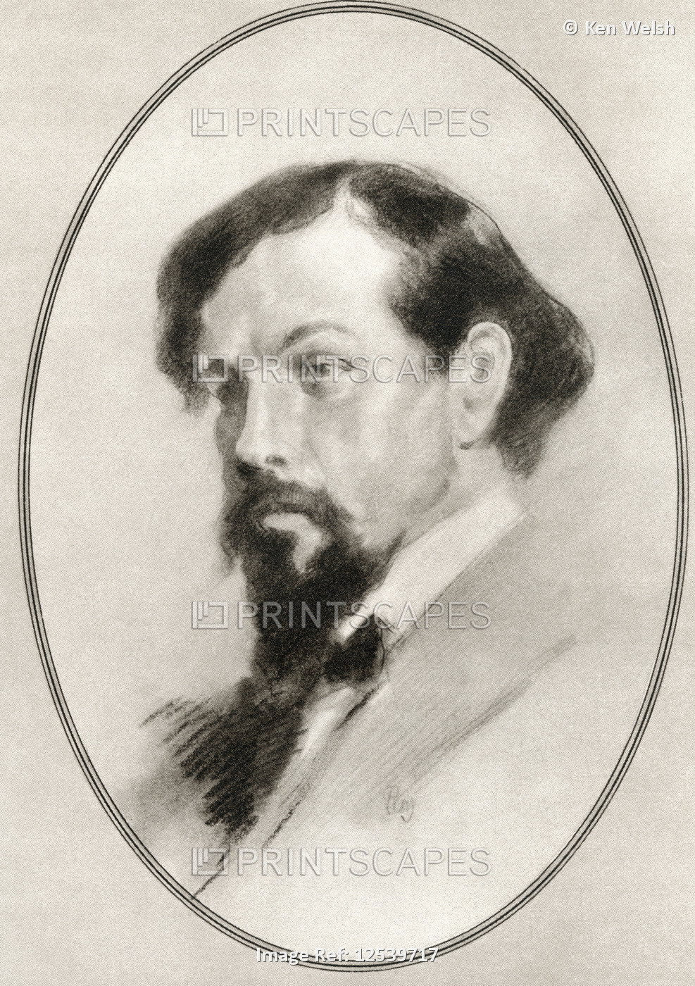 Achille-Claude Debussy, 1862 - 1918.  French composer.  Illustration by Gordon ...