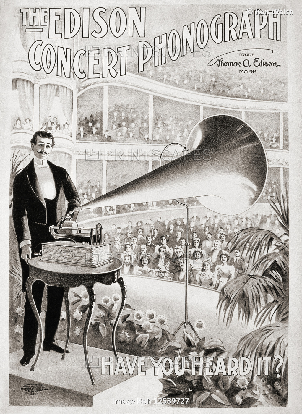 Advertisement for The Edison Concert Phonograph from 1899; United States of ...