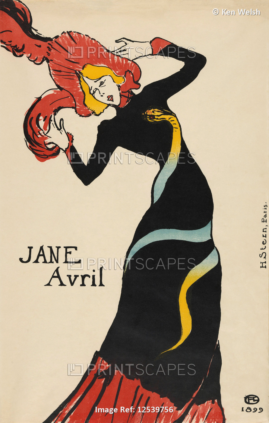 Jane Avril poster by Henri de Toulouse-Lautrec.  Henri de Toulouse-Lautrec, ...