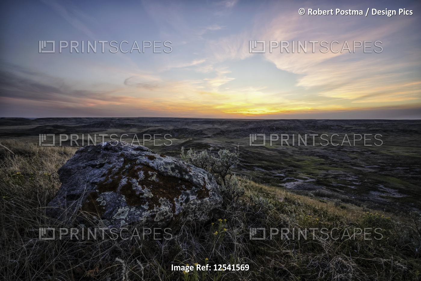 Sunset over Grasslands National Park; Val Marie, Saskatchewan, Canada