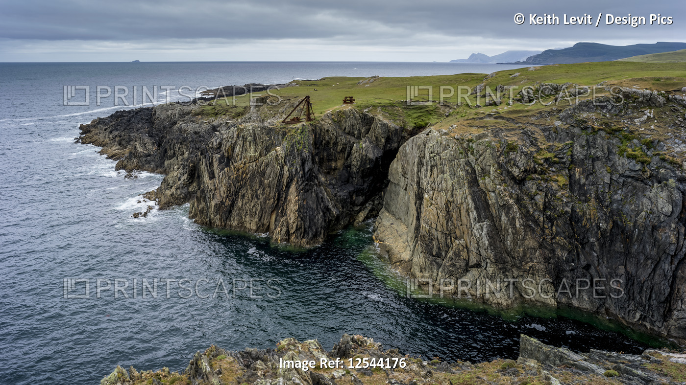 Rugged coastline of Achill Island, Wild Atlantic Way; Achill Sound, County ...