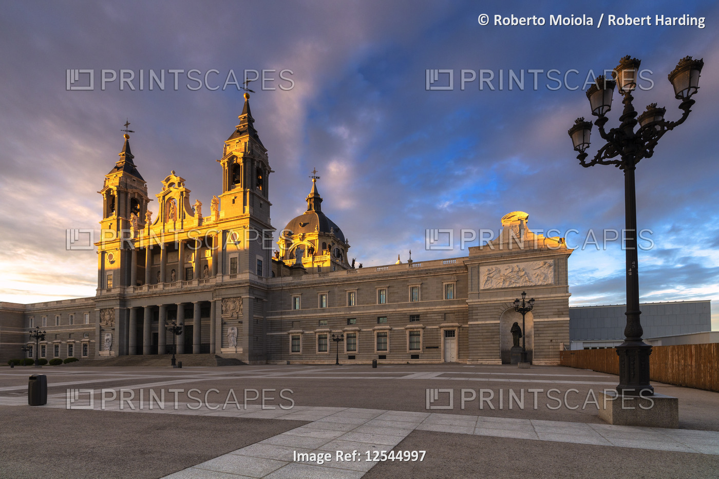 Almudena Cathedral, (Catedral de La Almudena) at sunrise, Madrid, Spain