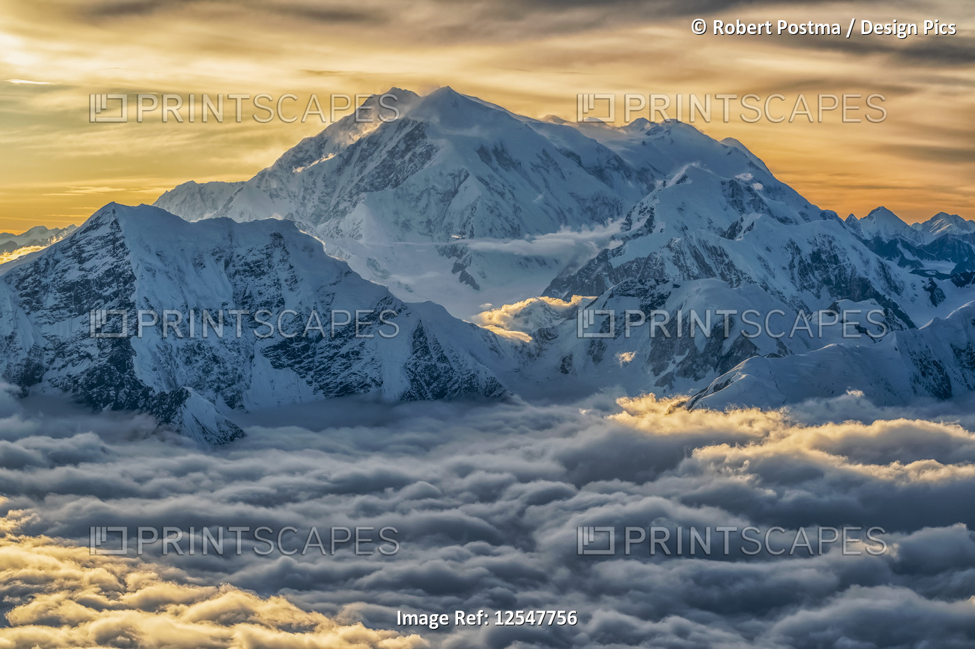 Aerial image of the Saint Elias mountains in Kluane National Park and Reserve. ...