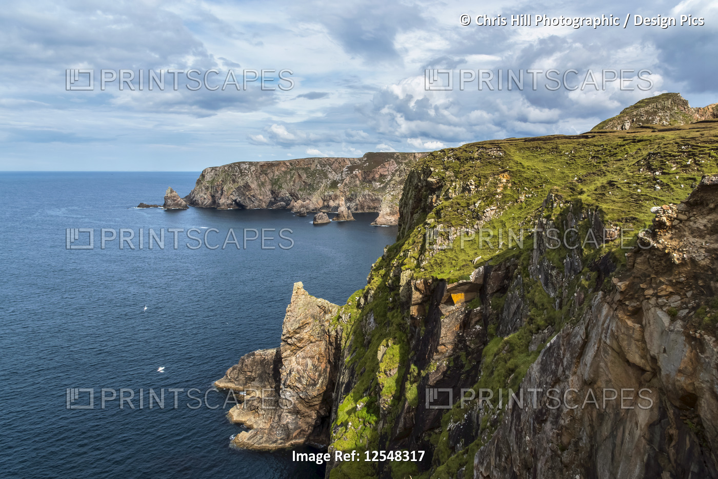 Steep cliffs along the coastline of Arranmore Island; County Donegal, Ireland