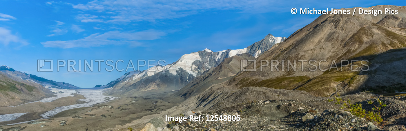 Red Rock Canyon Trail in the Eastern Alaska Range on a warm sunny summer day. ...
