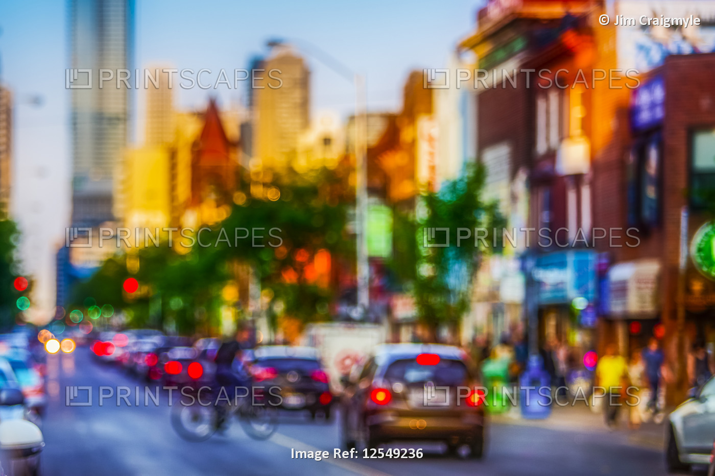 Blurred scene of Bloor Street in Toronto; Toronto, Ontario, Canada