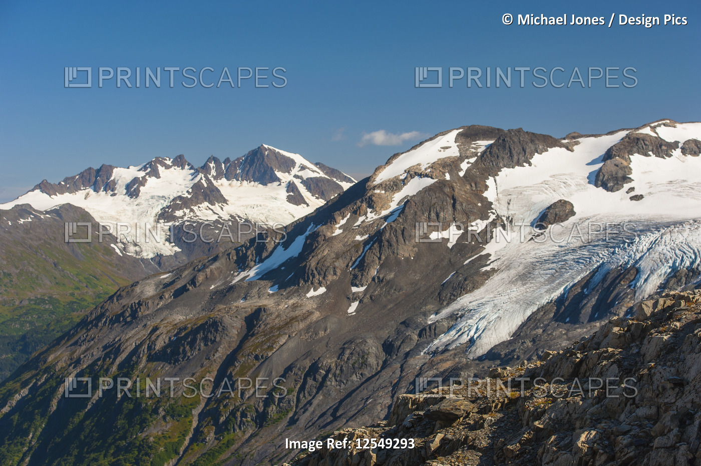The Harding Icefield Trail with the Kenai Mountains and an unnamed hanging ...