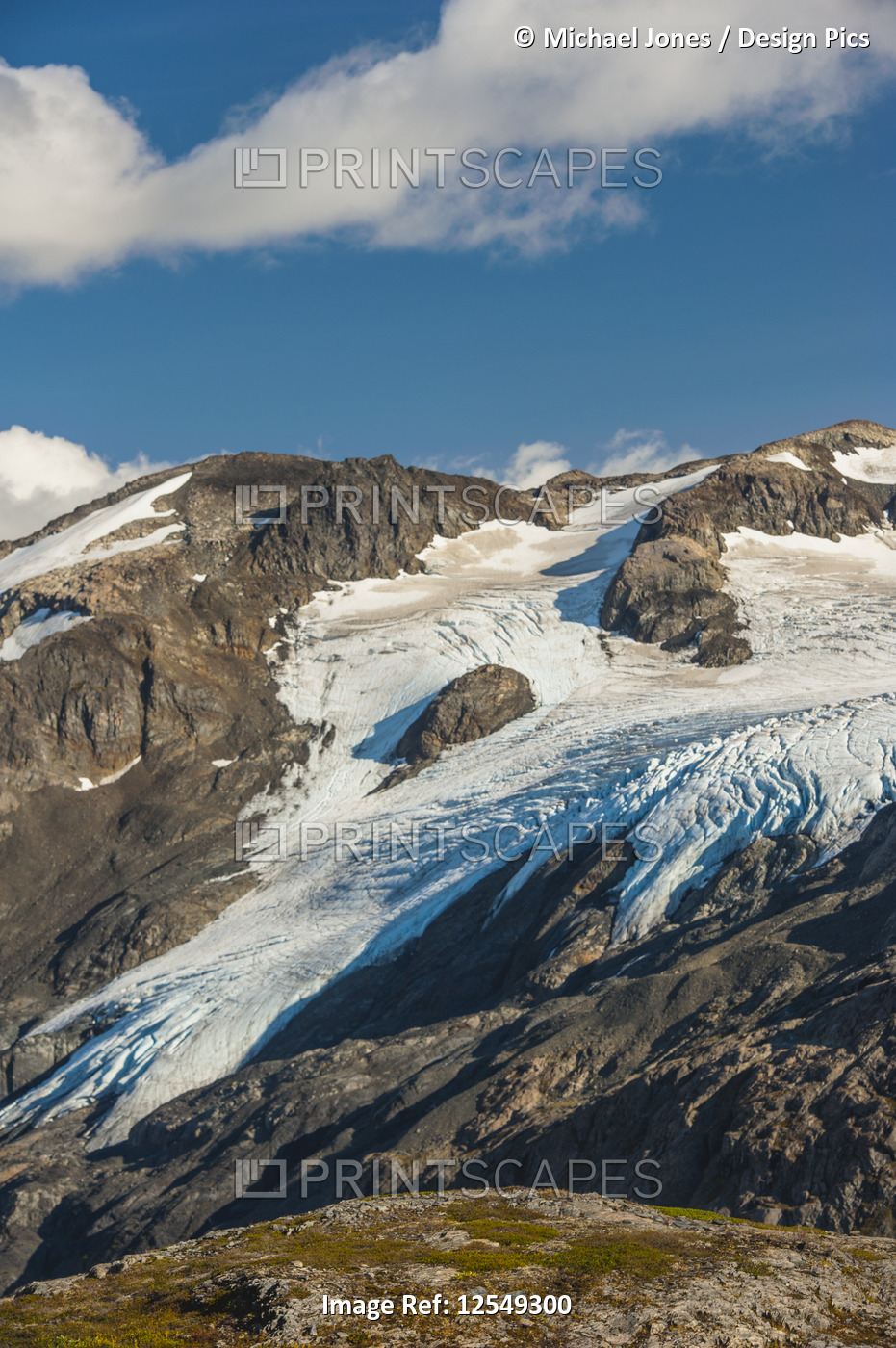 Harding Icefield Trail with the Kenai Mountains and an unnamed hanging glacier ...