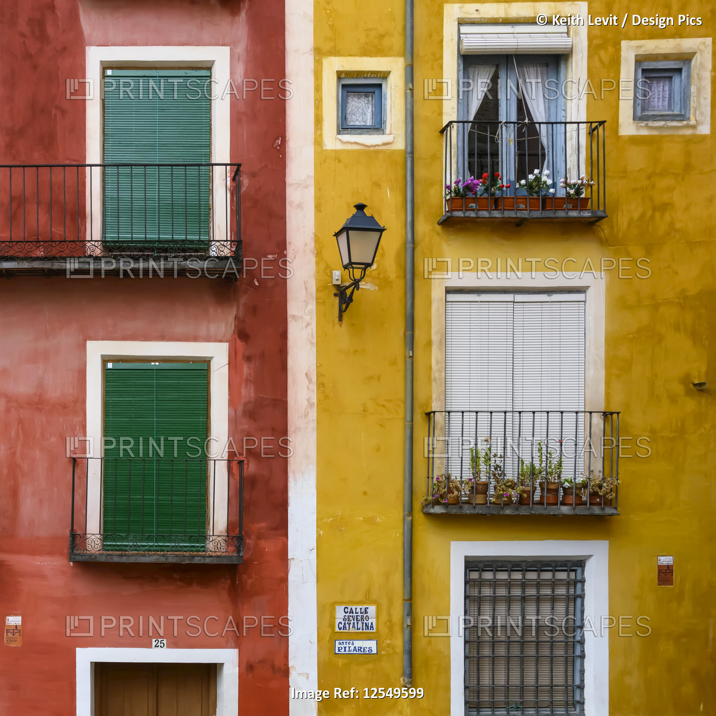 Colourful apartment buildings; Cuenca, Spain