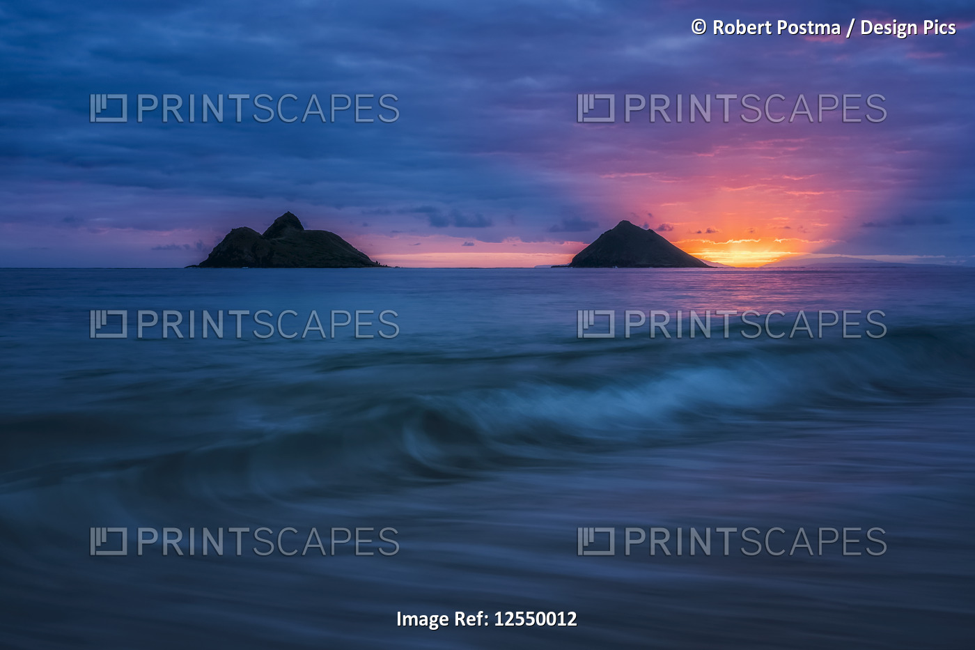 Sunrise over Lanikai Beach; Oahu, Hawaii, United States of America