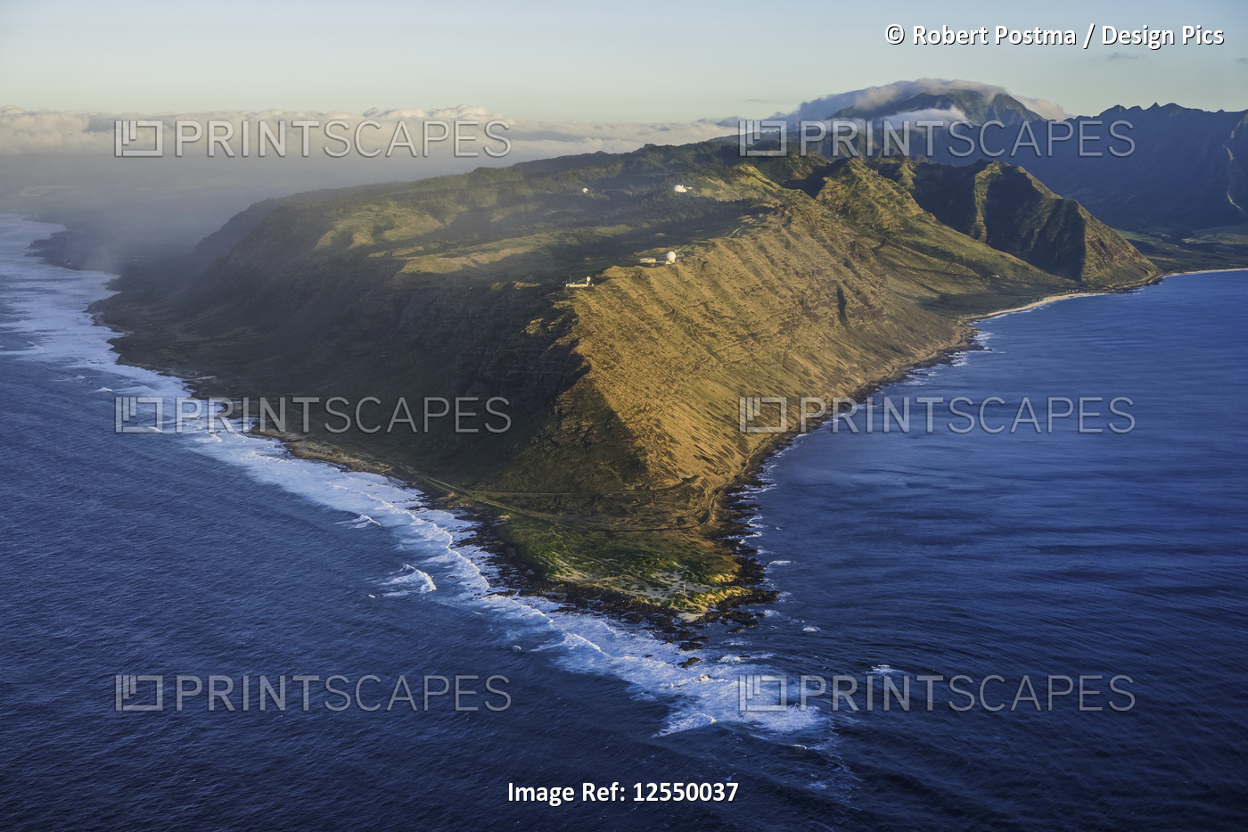Aerial view of the southwestern tip of Oahu; Oahu, Hawaii, United States of ...