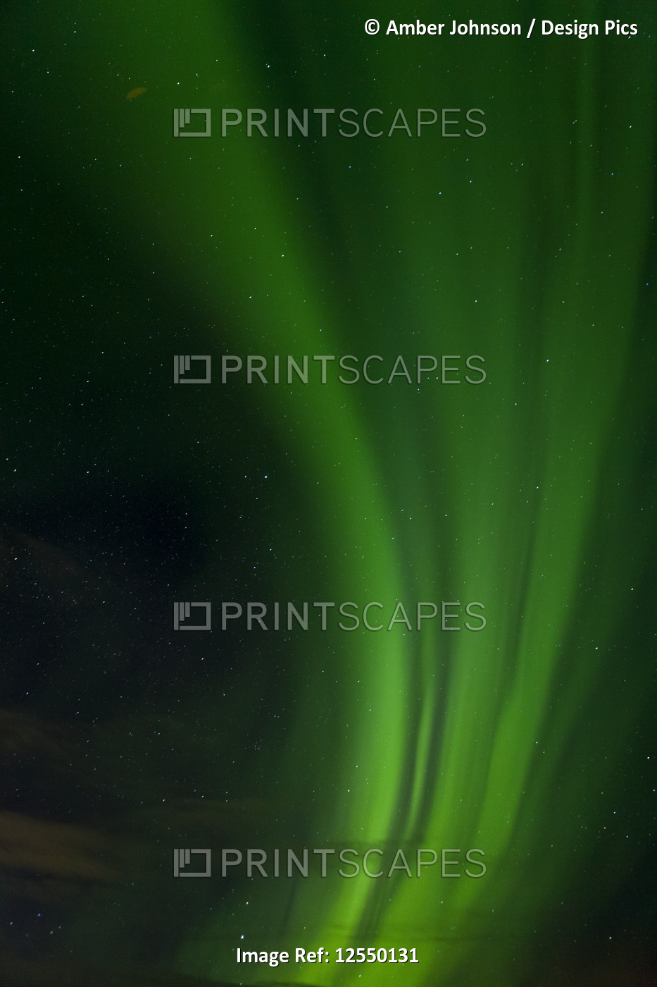 Bright green, glowing Aurora Borealis on a winter night; Palmer, Alaska, United ...