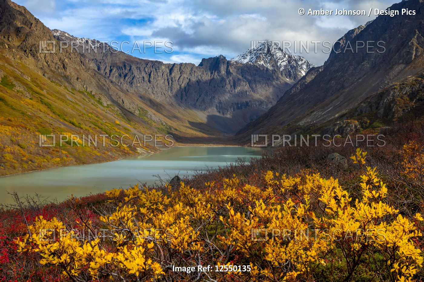 Scenic view of Eagle Lake and Eagle Peak in Chugach State Park, South-central ...