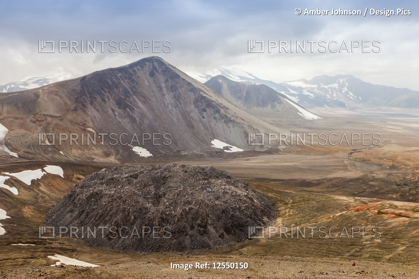 View of Novarupta and Falling Mountain in summer, Valley of Ten Thousand ...