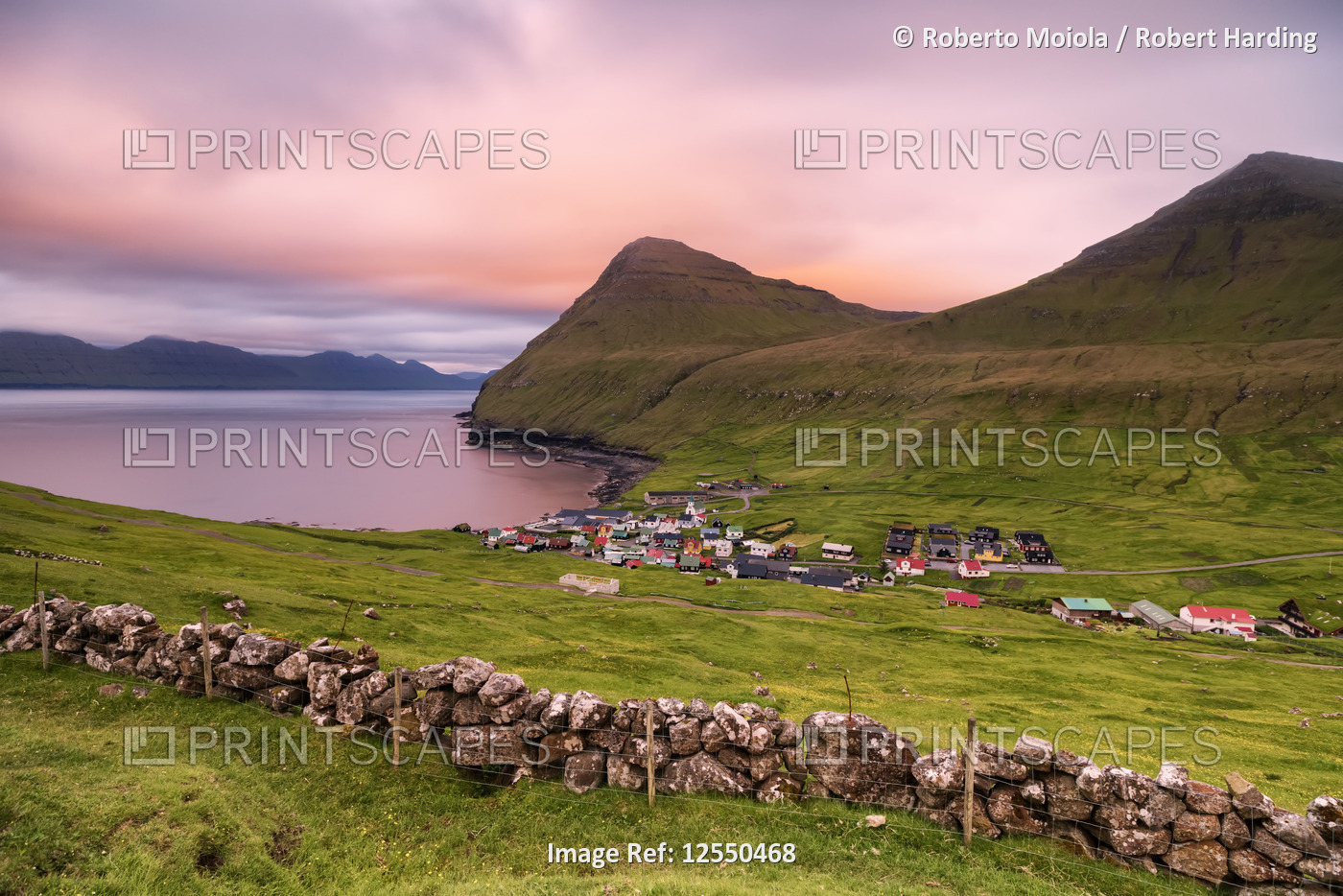 Coastal village of Gjogv, Eysturoy island, Faroe Islands, Denmark