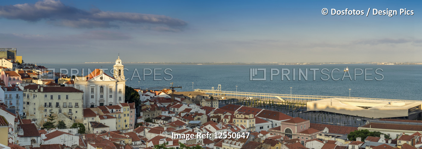 View of Saint Stephen Church and the city of Alfama, Portugal; Alfama, Lisboa, ...