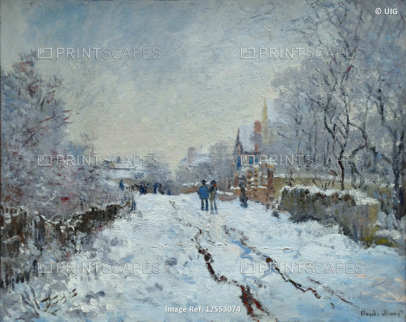 Painting titled 'Snow scene at Argenteuil' by Claude Monet, dated 1875