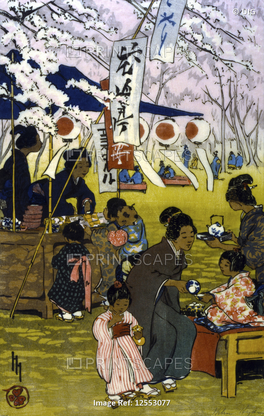 Blossom time in Tokyo by Helen Hyde, dated 1914