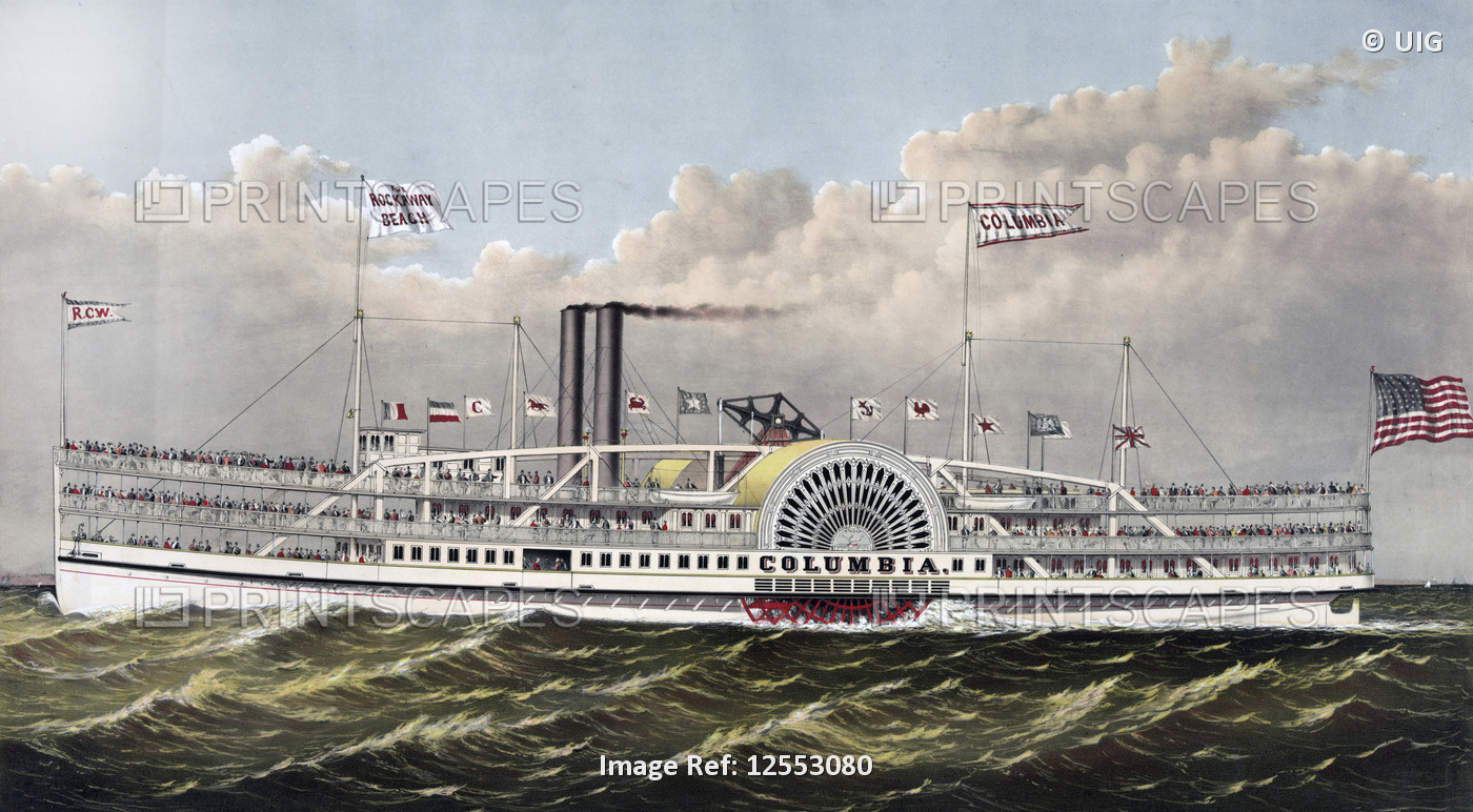 Steamer Columbia, 'Gem of the ocean' published by Currier & Ives, 1877