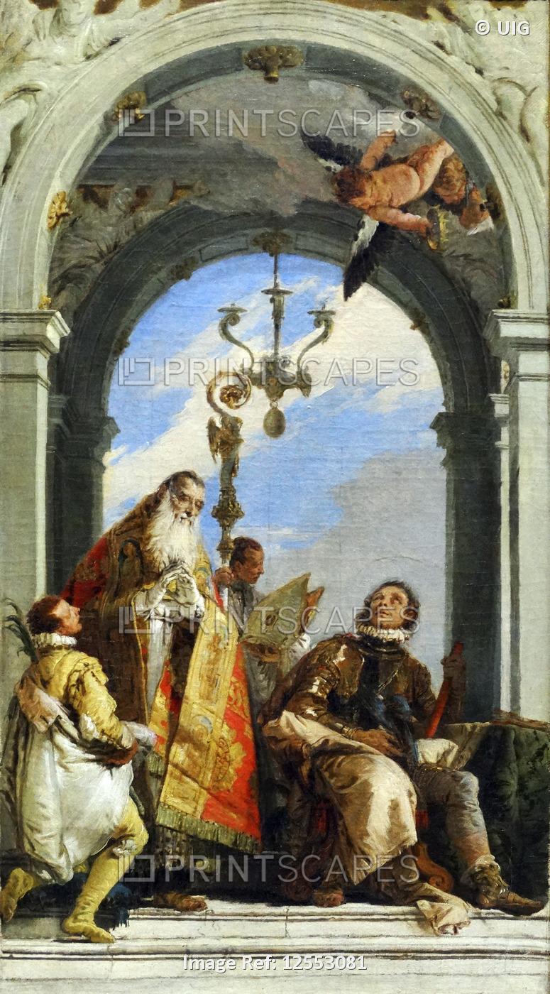 Painting titled 'Saints Maximus and Oswald' by Giovanni Battista Tiepolo, 18th century