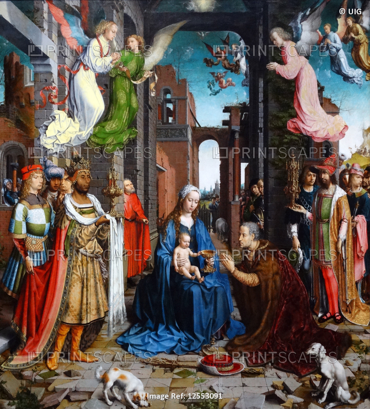 Painting titled 'The Adoration of the Kings' by Jan Gossaert, 16th century