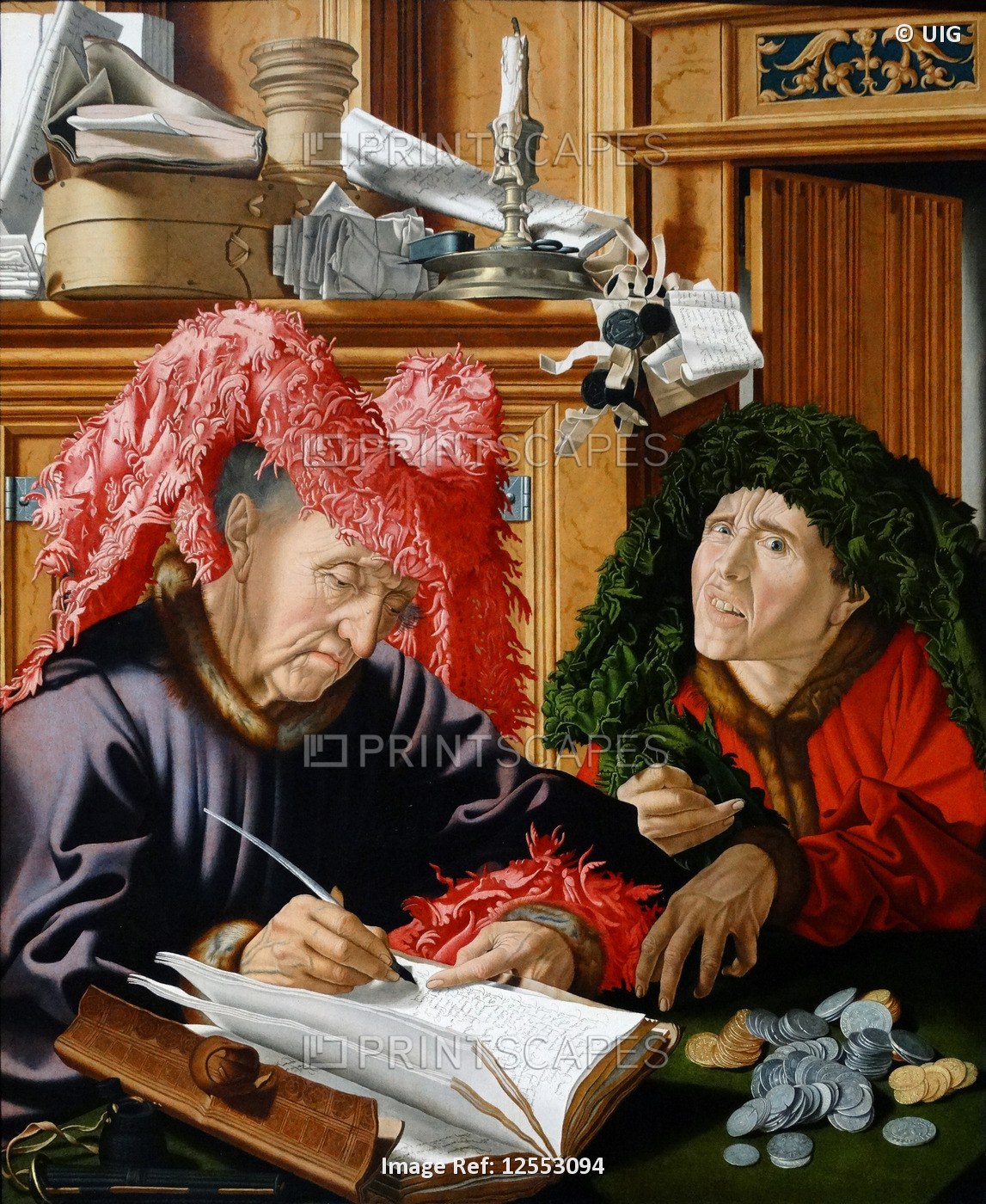 Painting titled 'Two TaxGatherers' by Marinus van Reymerswaele, 16th century