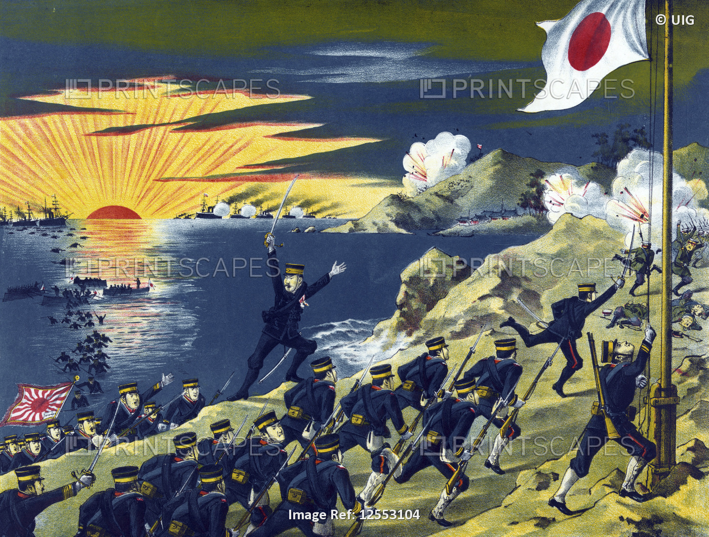 Japanese Second Army landing on the Liaodong Peninsula, Russo-Japanese war, 1904
