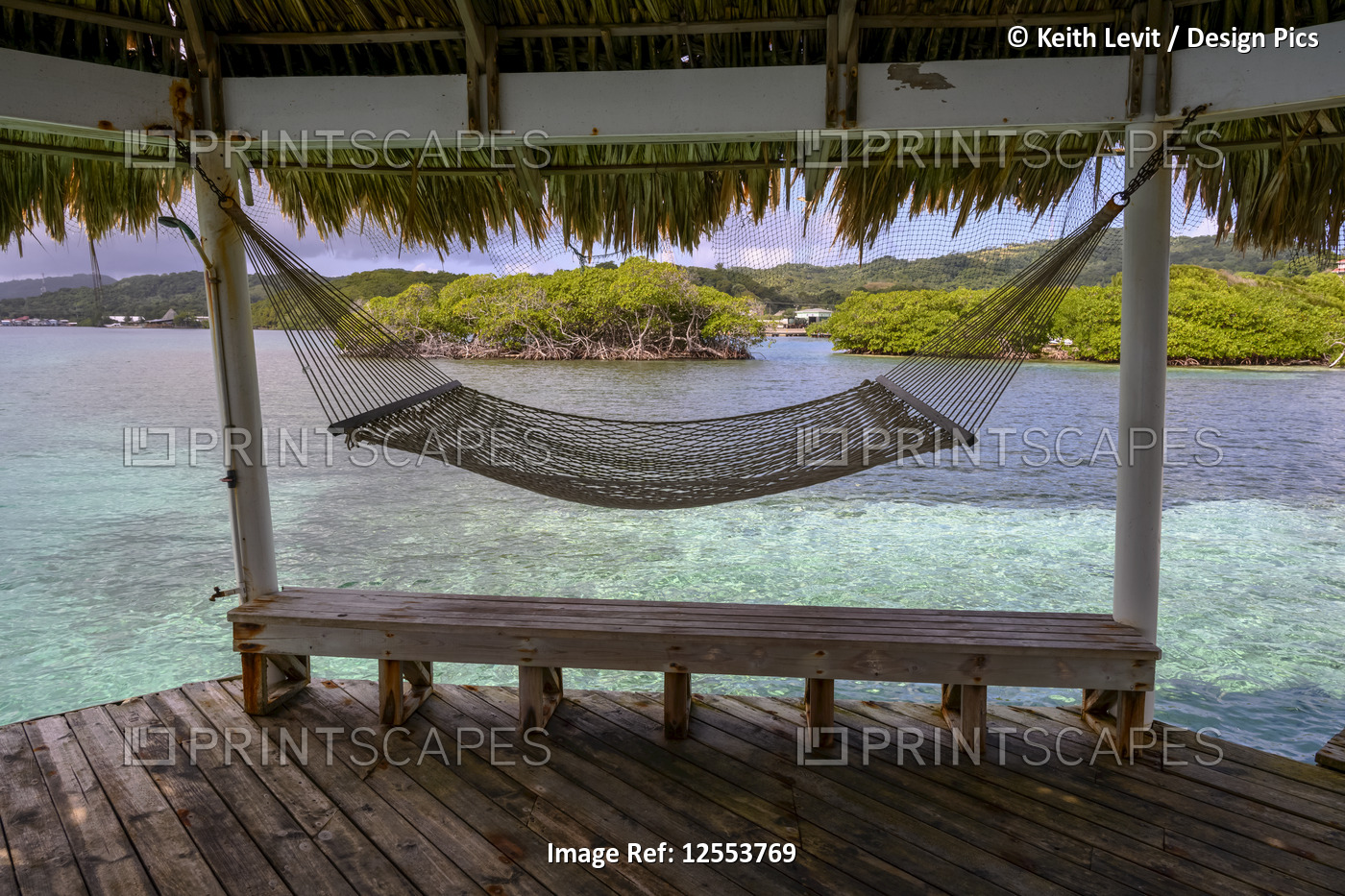 Hammock on a dock; Bay Islands Department, Honduras
