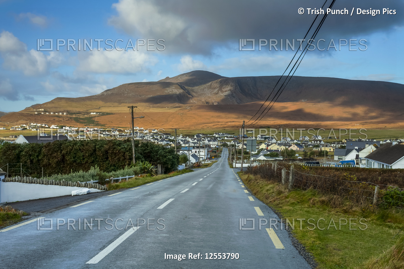 A road leading into Dooagh village on Achill island, Wild Atlantic Way; Achill ...