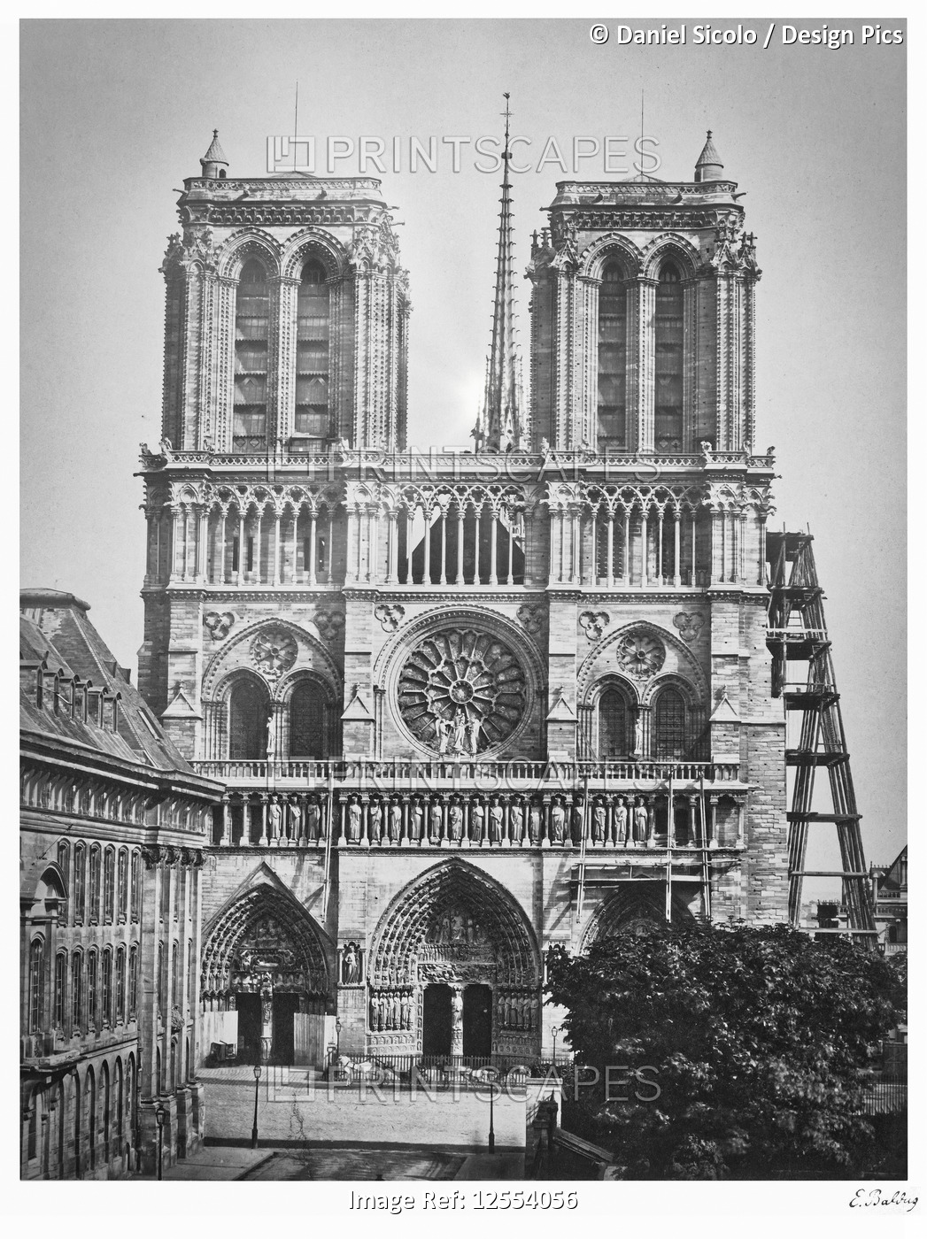 Notre-Dame Cathedral in the 1860s. Artist is Édouard Baldus (French, born ...