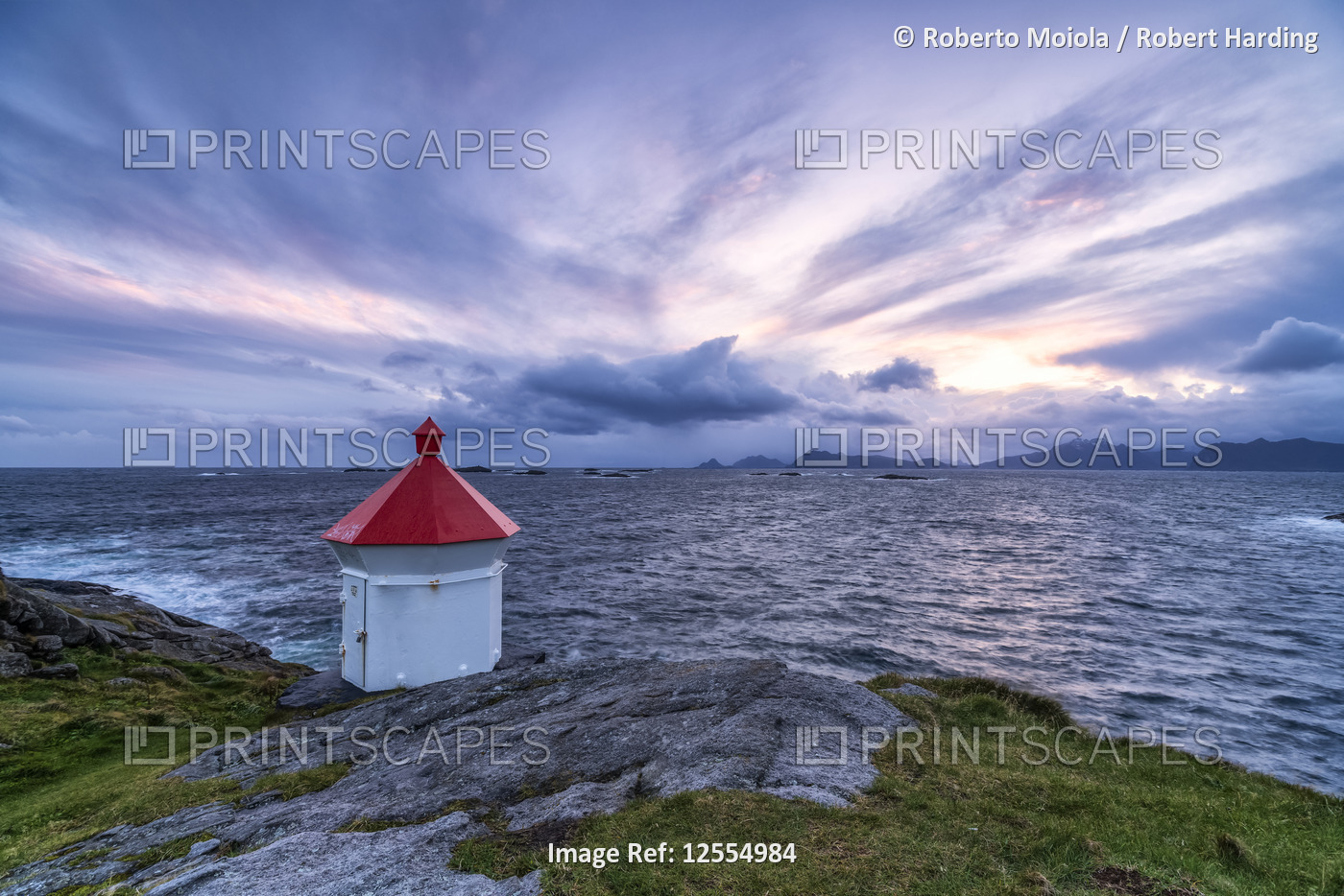 Lighthouse of Henningsvaer, Nordland county, Lofoten Islands, Norway