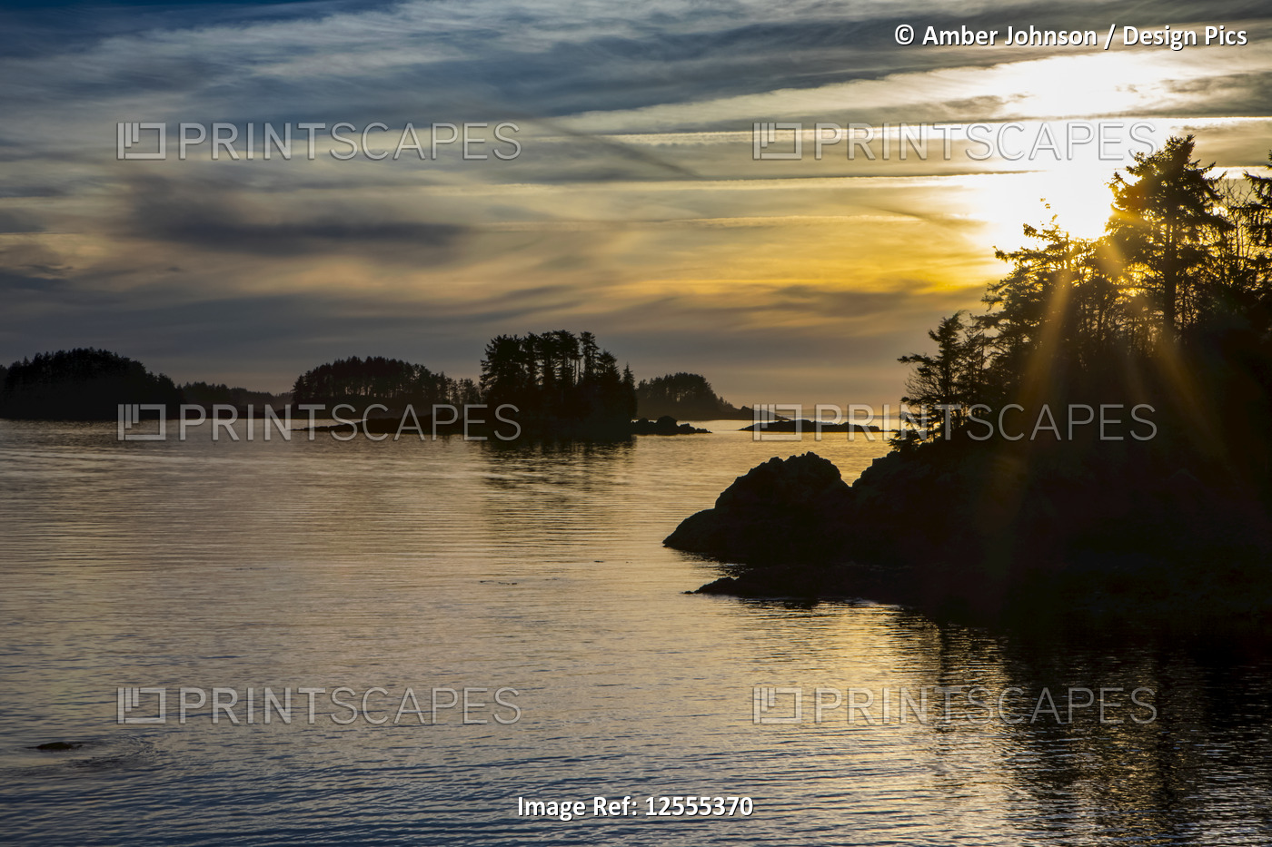 Winter sunset looking over Crescent Bay; Sitka, Alaska, United States of America