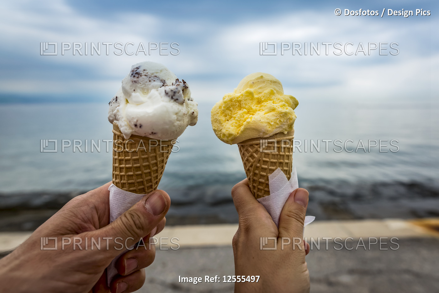Couple with ice cream cones; Opatija, Primorje-Gorski Kotar County, Croatia