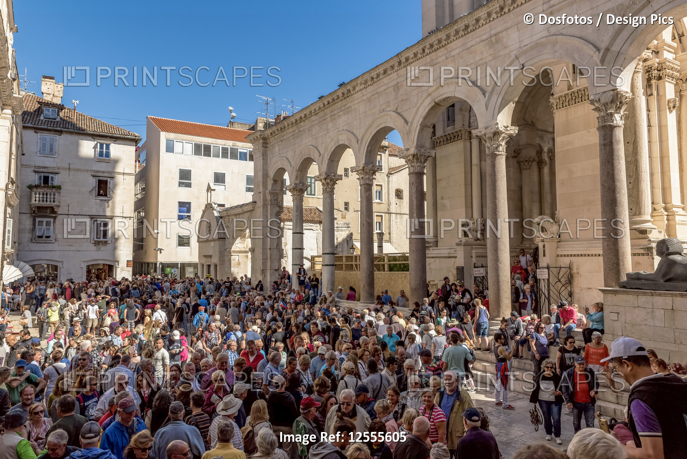 Tourists in the Peristyle of Diocletian's Palace; Split, Croatia