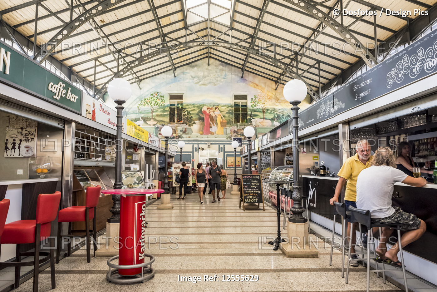 Pula Central Market, an art nouveau iron and glass covered market from 1903; ...