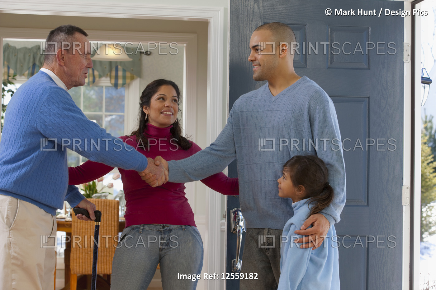 Man with Parkinson's welcoming his children and granddaughter