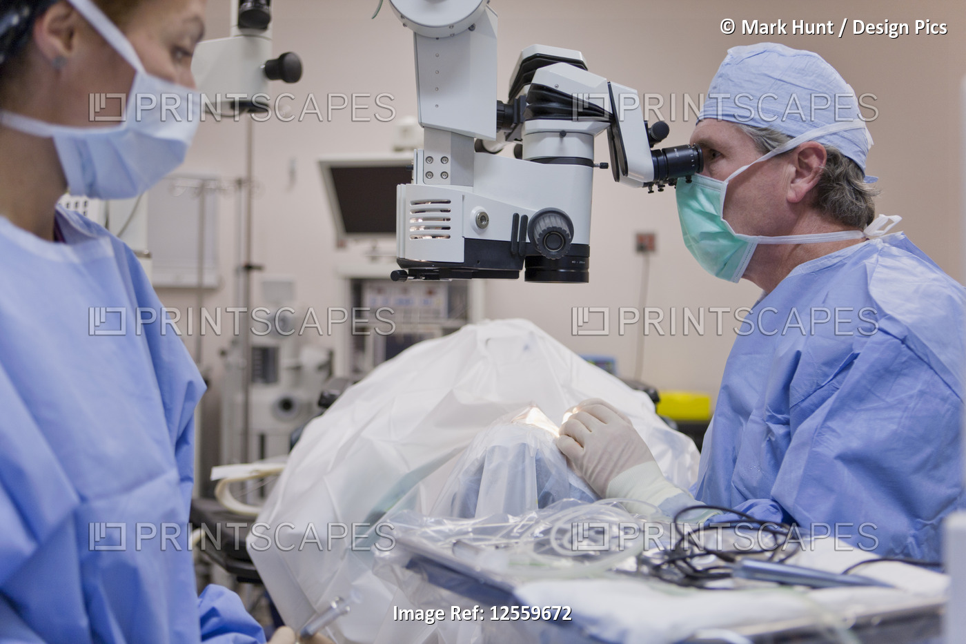 Ophthalmologist performing cataract surgery