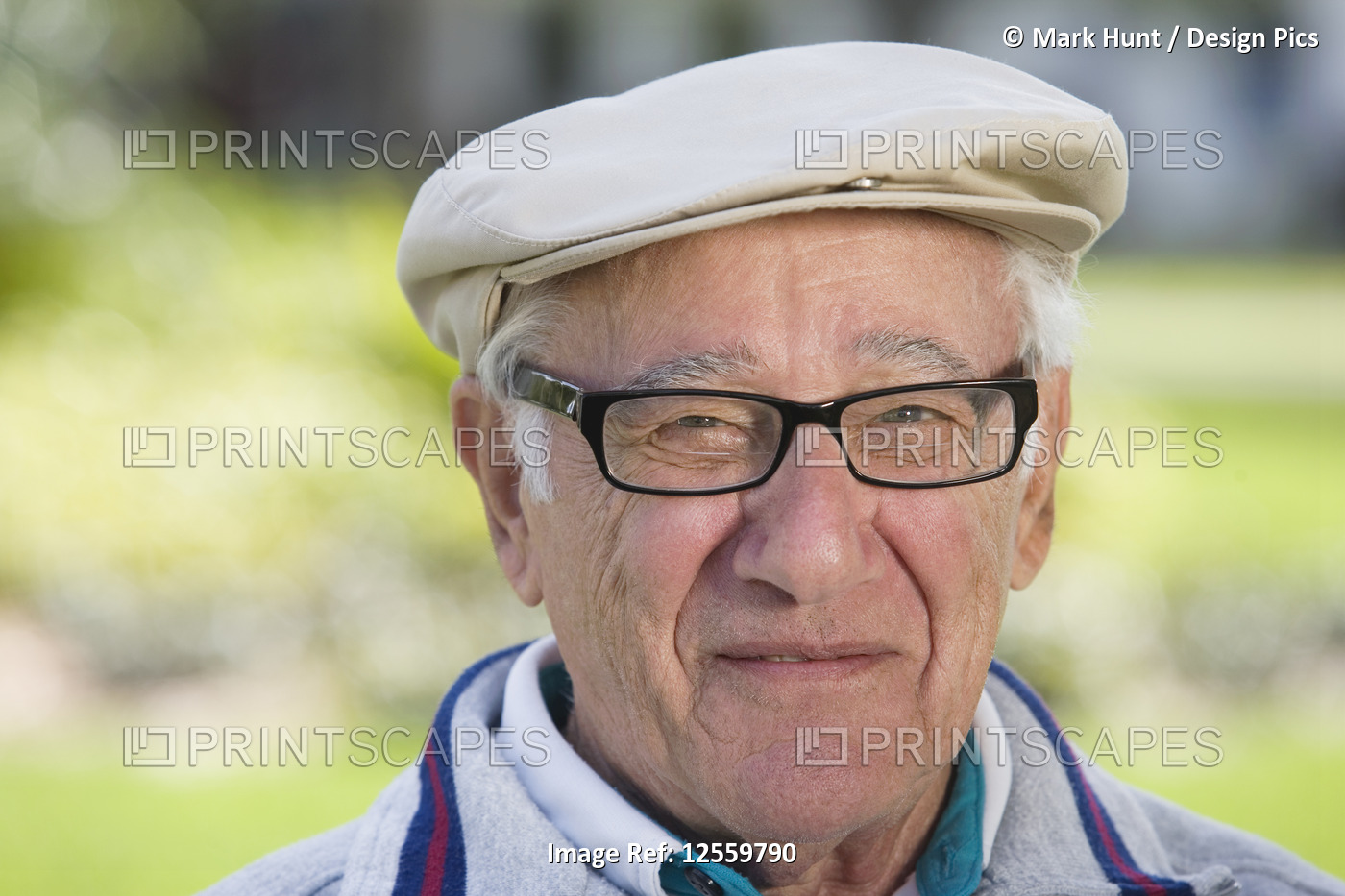 Portrait of a senior man smiling.