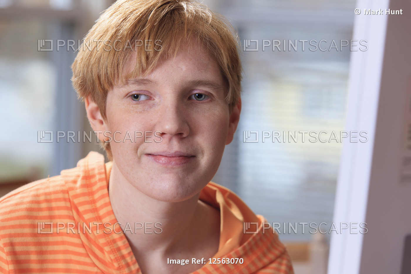 Portrait of a young woman with visual impairment