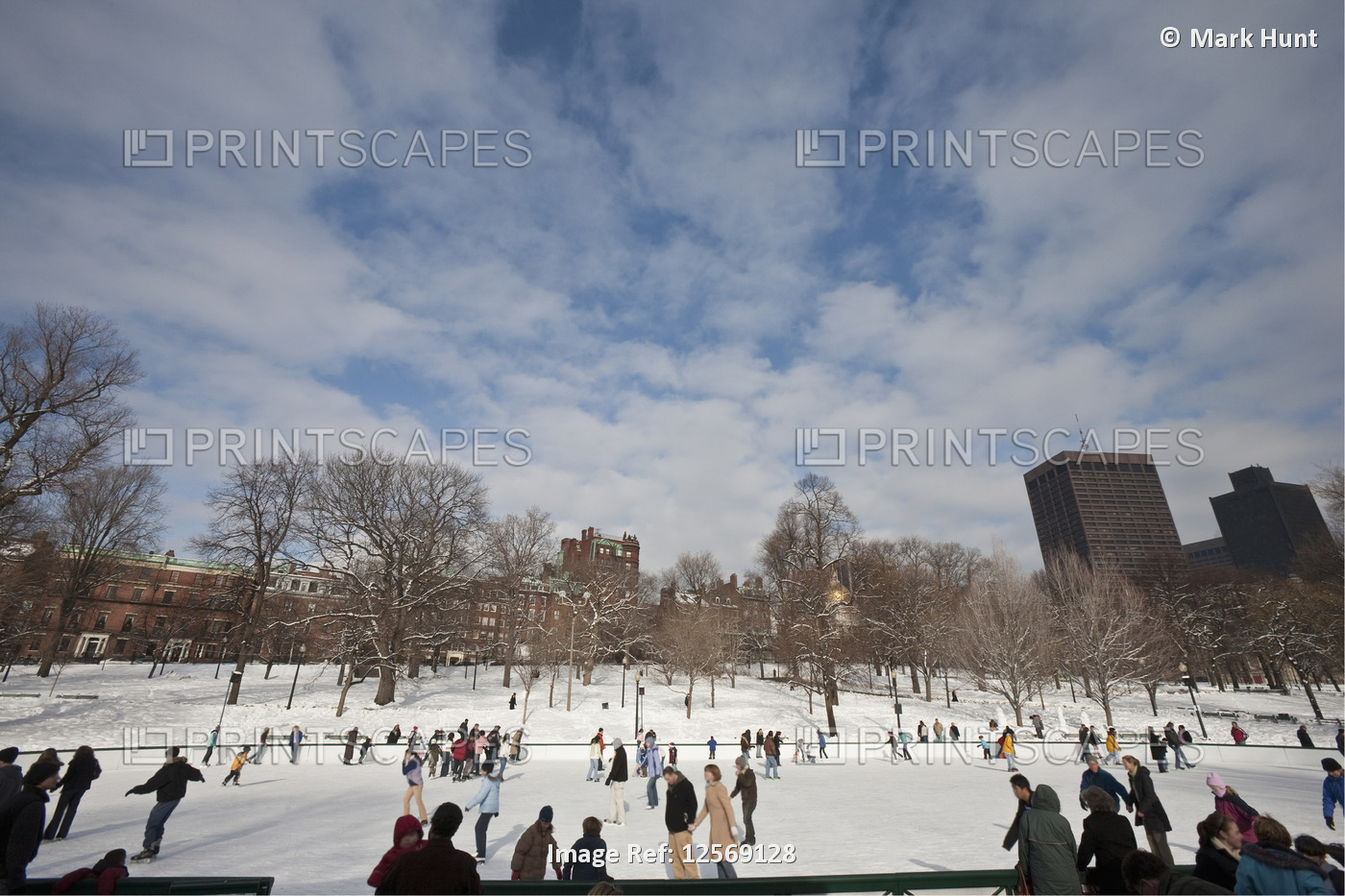 People at an ice rink in a public park, Frog Pond, Boston Common, Boston, ...