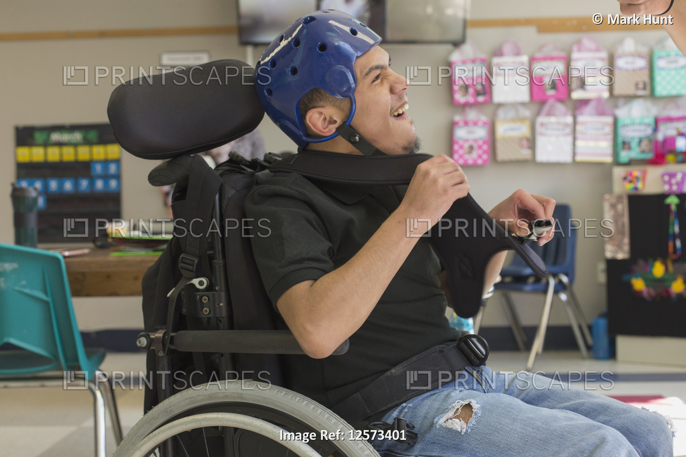 Boy with Spastic Quadriplegic Cerebral Palsy using using his special needs ...