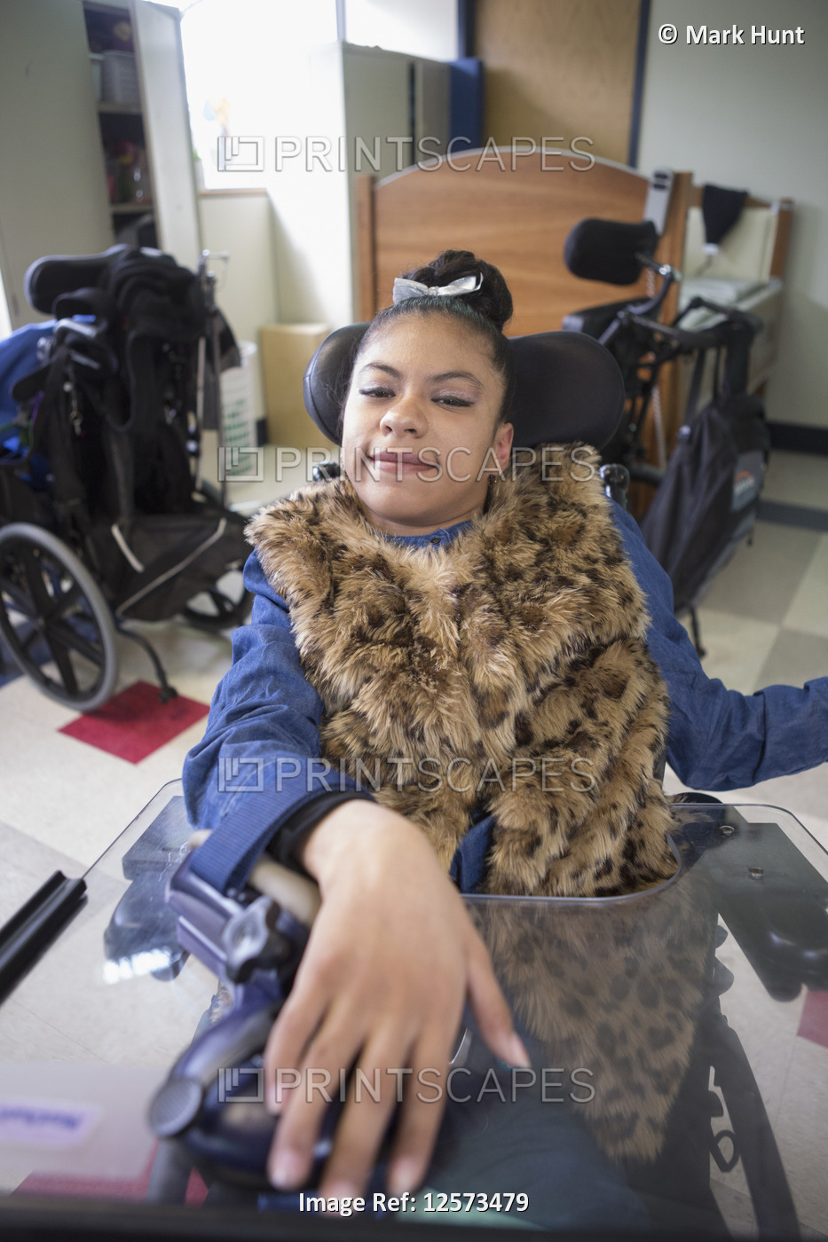 Teen with Spastic Dystonic Cerebral Palsy at school