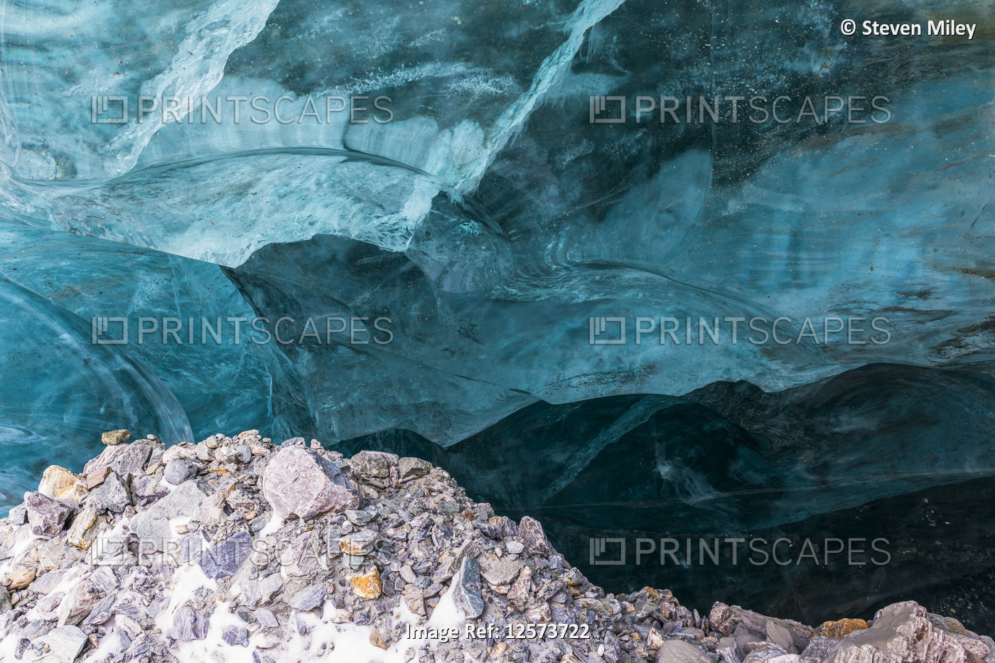 Close-up of translucent ice at Canwell Glacier; Alaska, United States of America