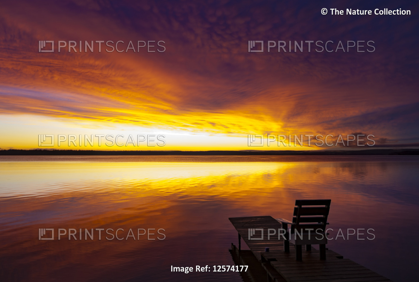 Sunset over Greig Lake, Meadow Lake Provincial Park, Northern Saskatchewan; ...