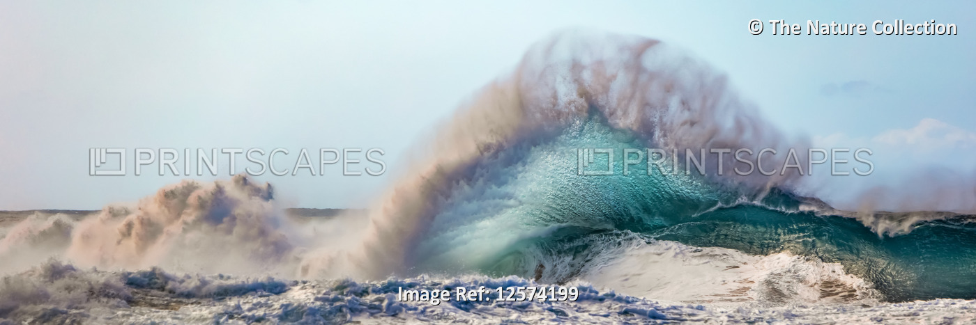 Waves off the Na Pali coast of Kauai; Kauai, Hawaii, United States of America