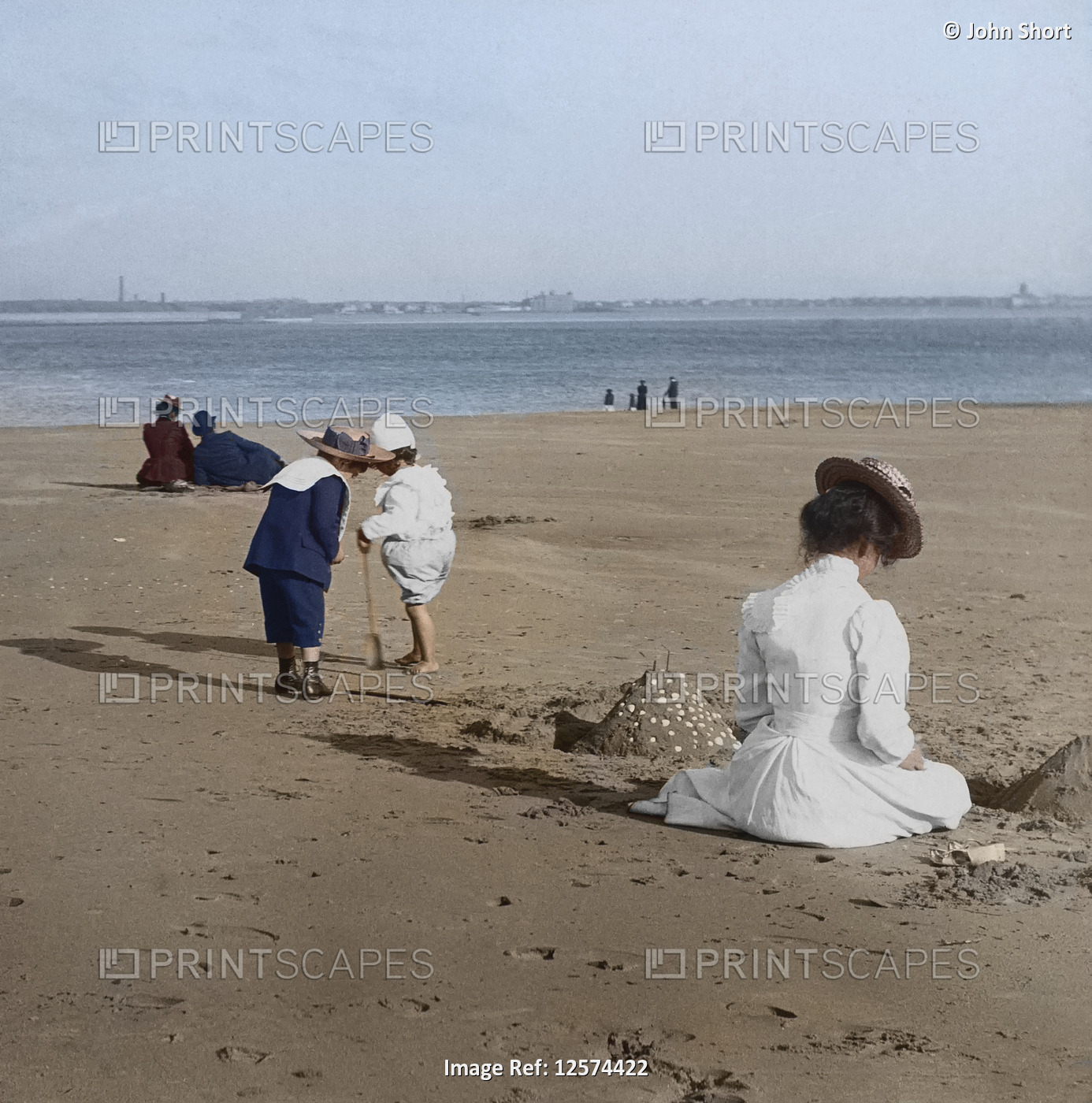 Magic Lantern slide circa 1880, Victorian/Edwardian, social history. Beach ...