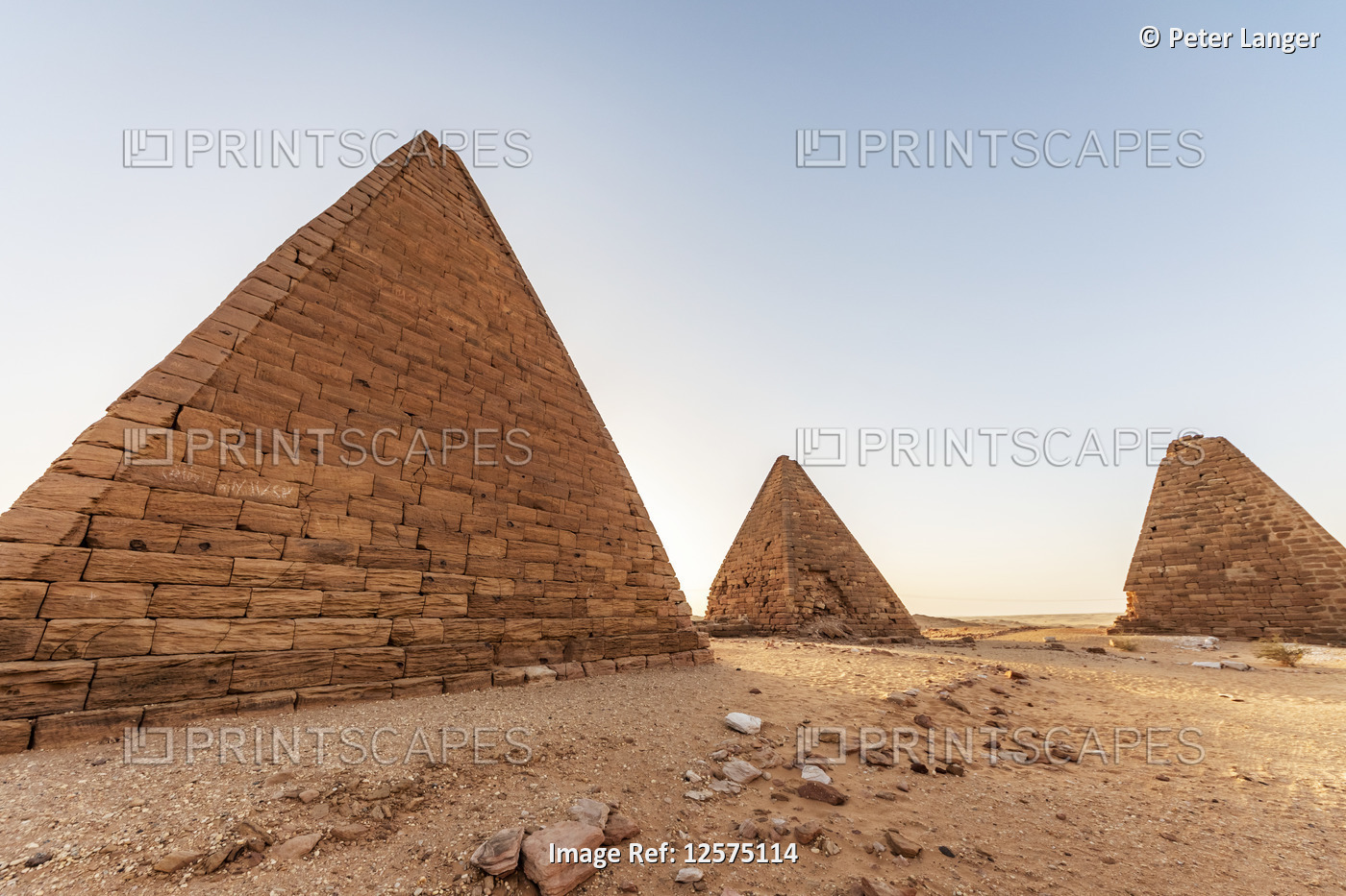 Field of Kushite royal pyramids, Mount Jebel Barkal; Karima, Northern State, ...