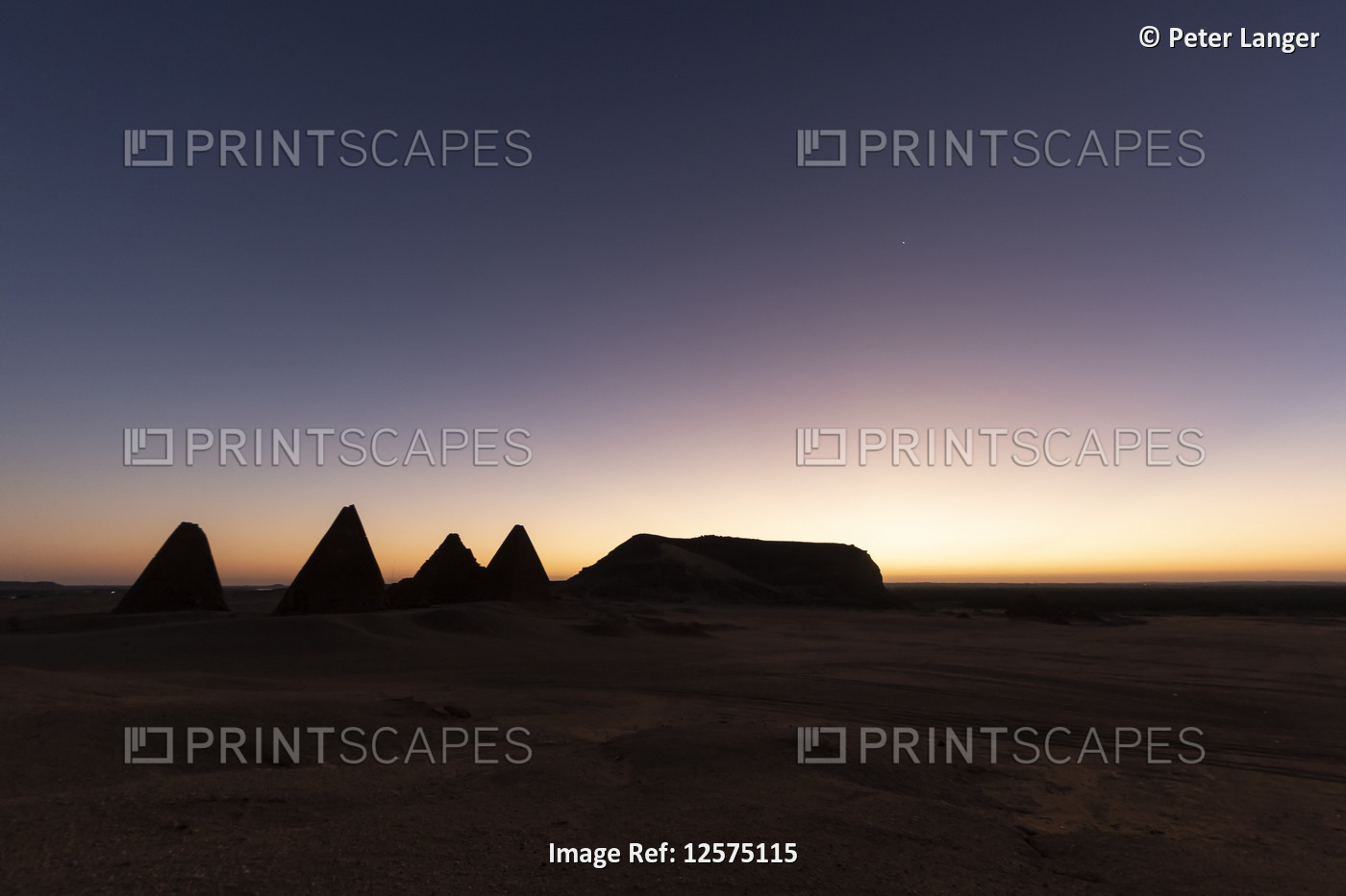 Field of Kushite royal pyramids, Mount Jebel Barkal; Karima, Northern State, ...