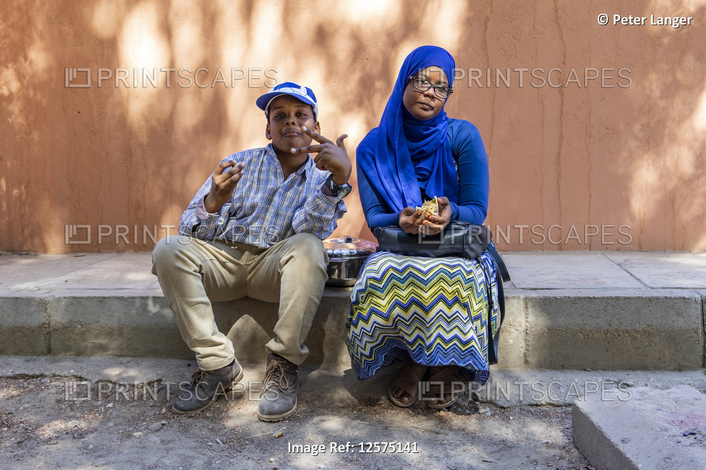 Sudanese woman and boy; Kerma, Northern State, Sudan