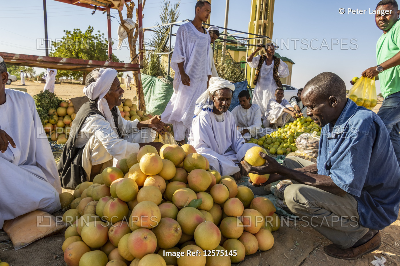 Orange and grapefruit vendors; Abu Dawm, Northern State, Sudan